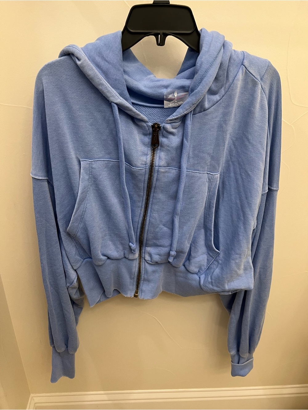 FP Movement by Free People Light Blue Cropped Zip Hoodie Jacket